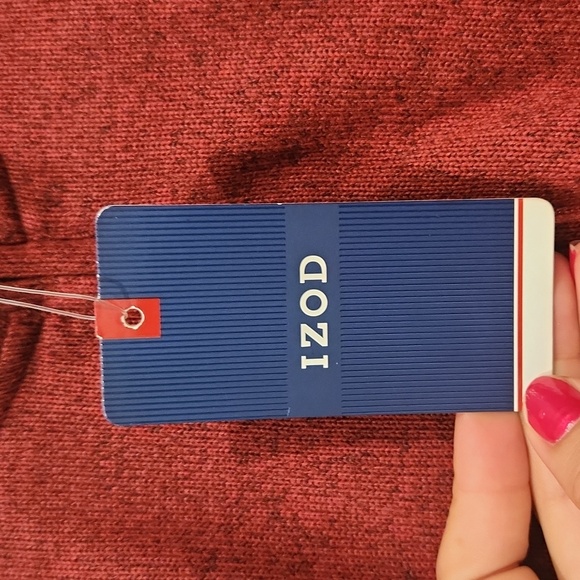 NWT! Izod Red Quarter-Zip Pullover Men's - Picture 2 of 5